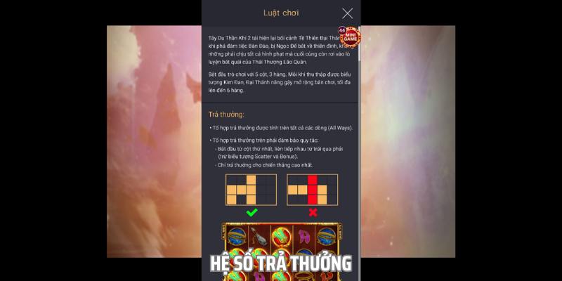 Hệ số trả thưởng và các biểu tượng xuất hiện trong game